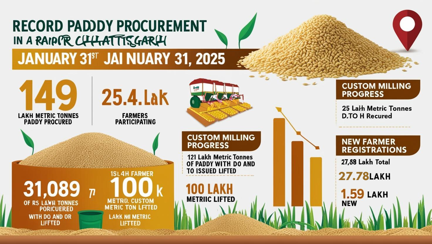 साल दर साल टूटा धान खरीदी का रिकॉर्ड: 149 लाख मीट्रिक टन से अधिक धान की खरीद