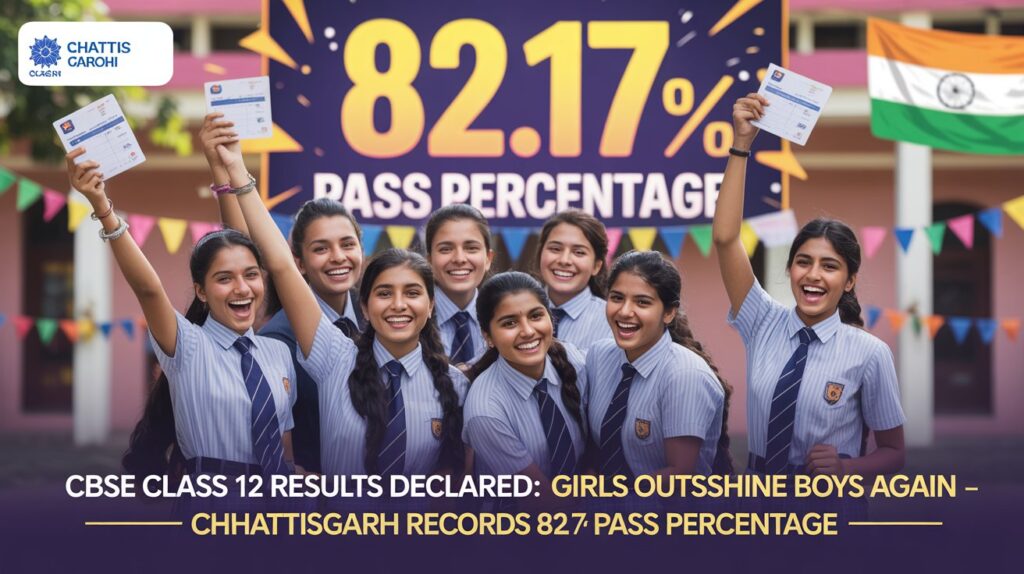 CBSE 12वीं का रिजल्ट जारी, लड़कियों ने फिर मारी बाजी – छत्तीसगढ़ का पास प्रतिशत 82.17%