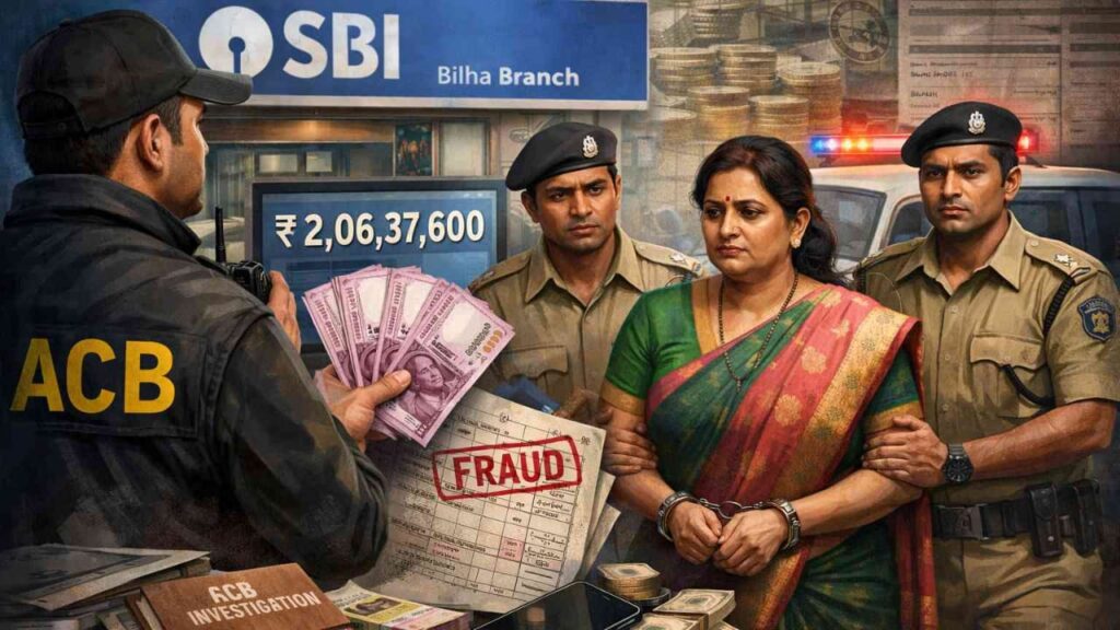📰 बिल्हा SBI में 2 करोड़ का खेल 🚨 कैशियर गिरफ्तार, ACB की बड़ी कार्रवाई