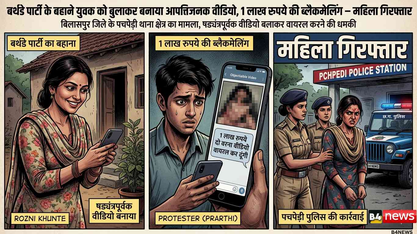 बर्थडे पार्टी के बहाने युवक को बुलाकर बनाया आपत्तिजनक वीडियो, 1 लाख रुपये की ब्लैकमेलिंग — महिला गिरफ्तार