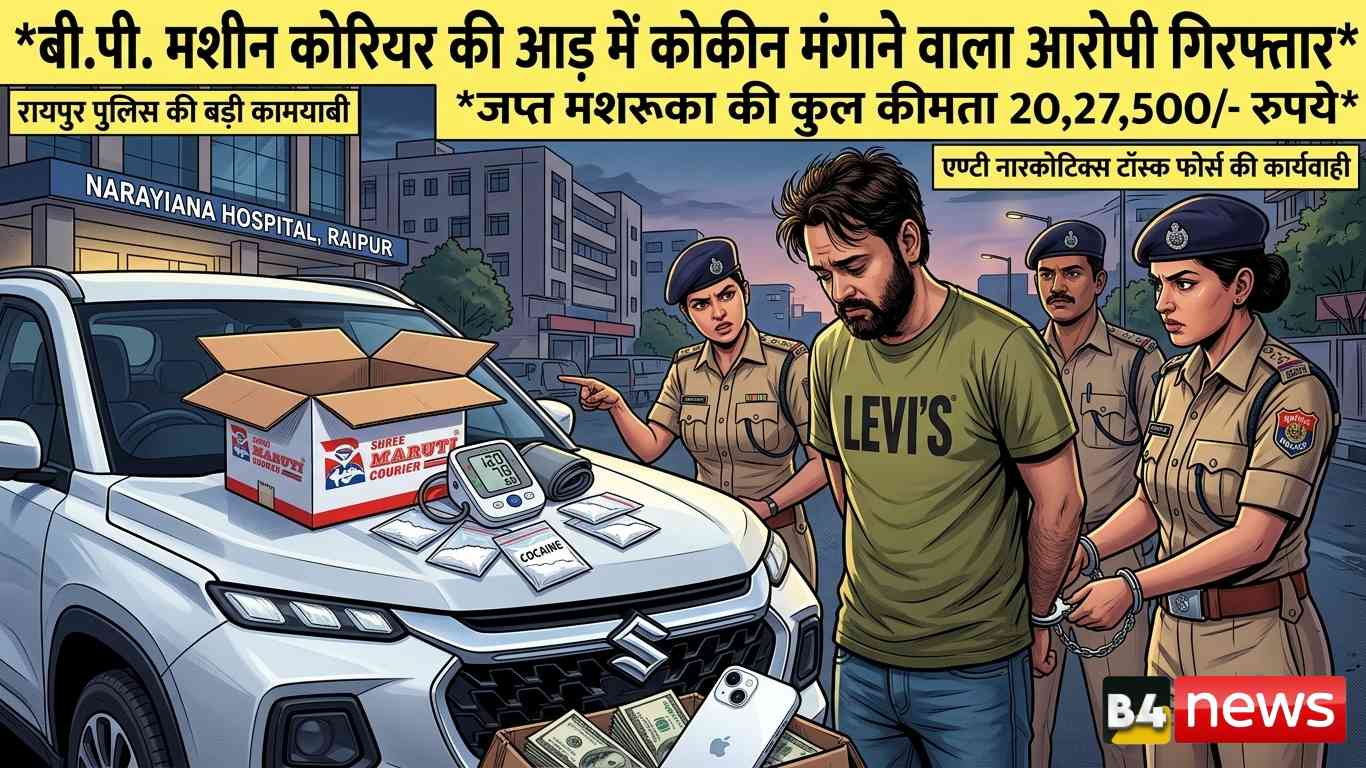 🚨 बी.पी. मशीन के नाम पर कोकीन मंगाने वाला आरोपी गिरफ्तार