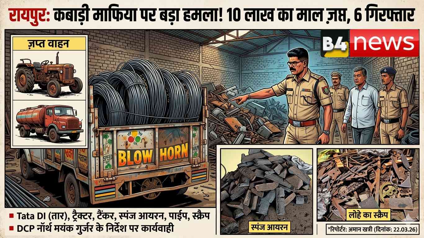 🚨 रायपुर पुलिस की बड़ी कार्रवाई🔧 कबाड़ी और यार्ड संचालकों पर सघन चेकिंग अभियान