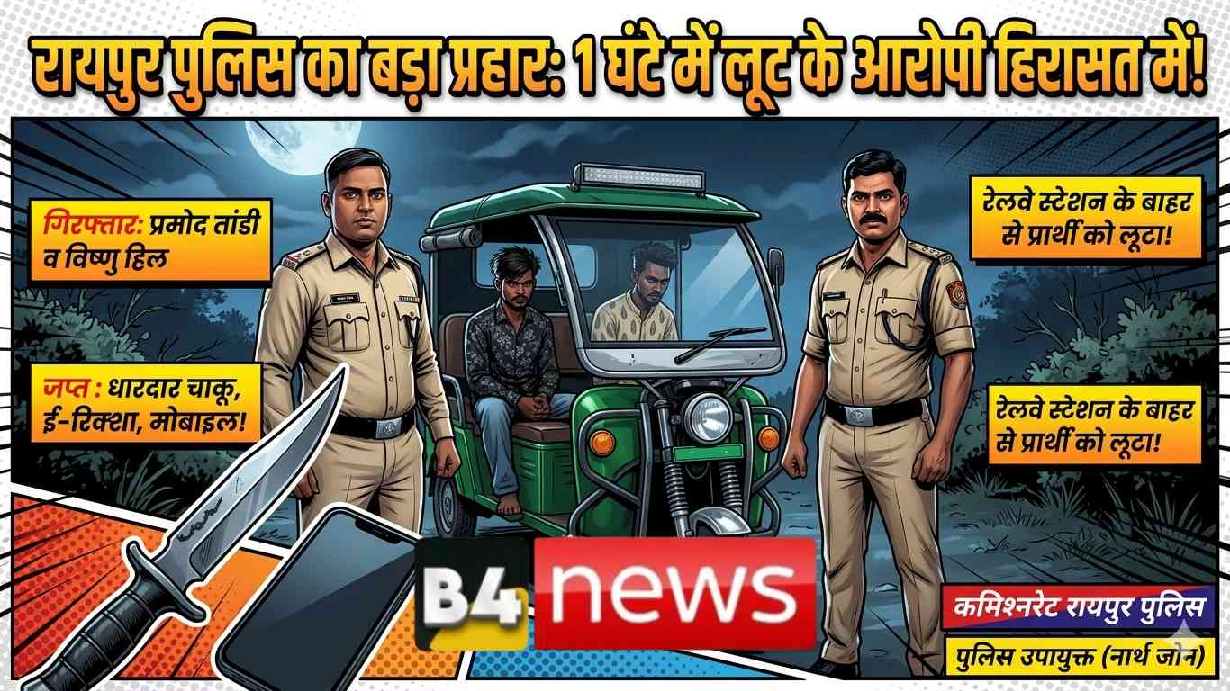 ЁЯФ┤ рд░рд╛рдпрдкреБрд░ рдореЗрдВ рдИ-рд░рд┐рдХреНрд╢рд╛ рд▓реВрдЯрдХрд╛рдВрдб рдХрд╛ рдЦреБрд▓рд╛рд╕рд╛: 1 рдШрдВрдЯреЗ рдореЗрдВ рджреЛрдиреЛрдВ рдЖрд░реЛрдкреА рдЧрд┐рд░рдлреНрддрд╛рд░