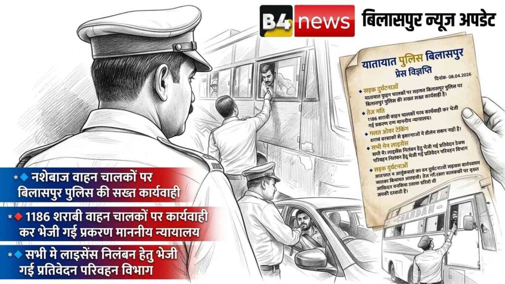 🚦 बिलासपुर में नशेबाज वाहन चालकों पर बड़ी कार्रवाई