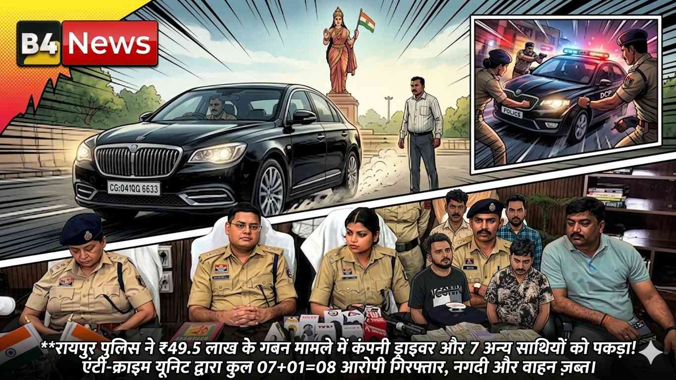 रायपुर में 50 लाख की गबन की साजिश का खुलासा: कंपनी का ड्राइवर ही निकला मास्टरमाइंड, 7 आरोपी गिरफ्तार