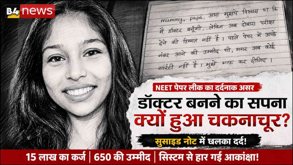NEET पेपर लीक विवाद के बीच एक और छात्रा की मौत: डॉक्टर बनने का सपना टूटा, सुसाइड नोट में लिखी दर्दभरी दास्तां
