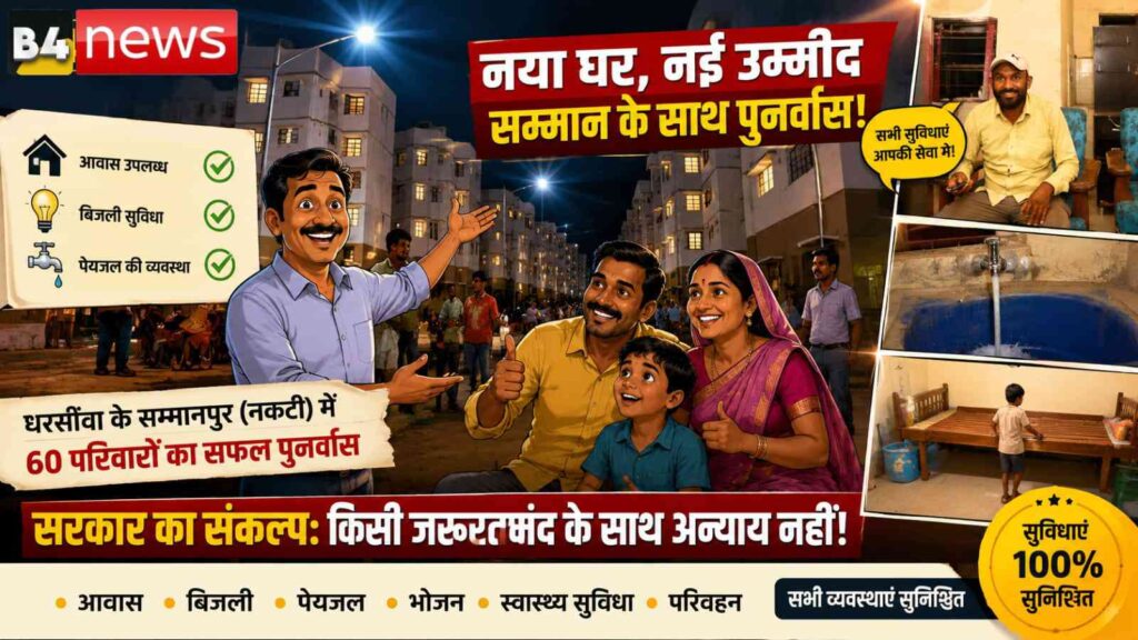 सम्मानपुर (नकटी) अतिक्रमण हटाने के बाद 60 विस्थापित परिवारों का पुनर्वास, सरकार ने मूलभूत सुविधाएं उपलब्ध कराईं