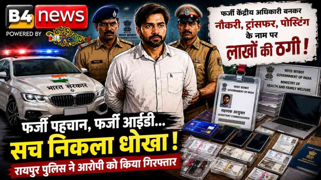 फर्जी केंद्रीय अधिकारी बनकर करोड़ों की पहुंच का दावा, नौकरी और ट्रांसफर के नाम पर लाखों की ठगी; रायपुर पुलिस ने आरोपी को दबोचा